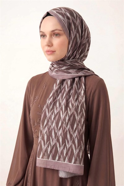 Yaprak Desen Mocha Mousse 75X195 Soft Şal