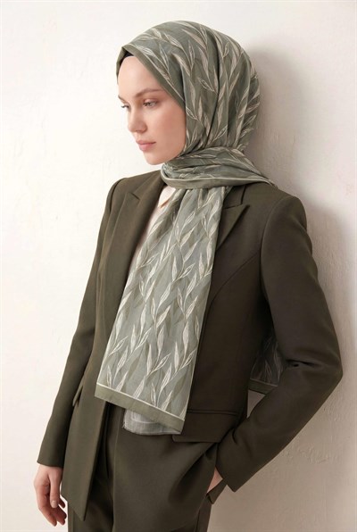 Yaprak Desen Çağla Yeşili 75X195 Soft Şal