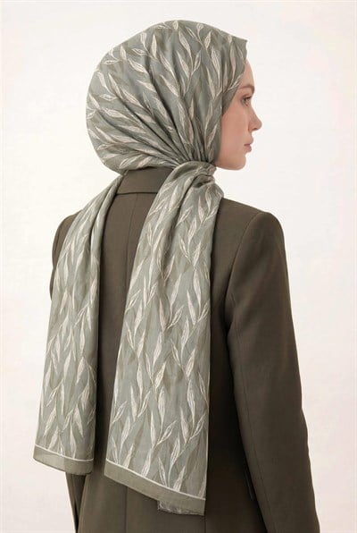 Yaprak Desen Çağla Yeşili 75X195 Soft Şal