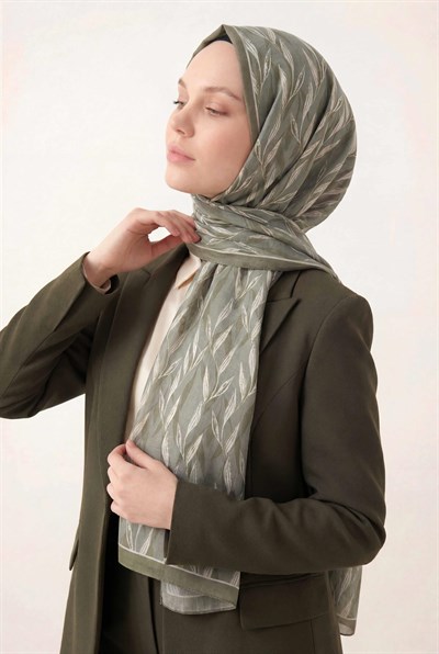 Yaprak Desen Çağla Yeşili 75X195 Soft Şal