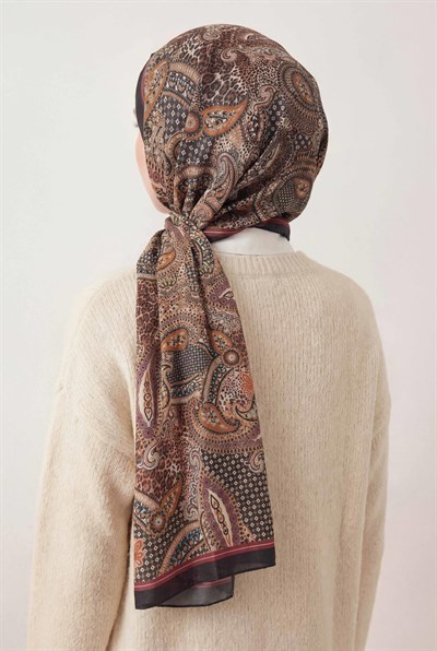 Etnik Desen Koyu Lacivert 75X195 Soft Şal