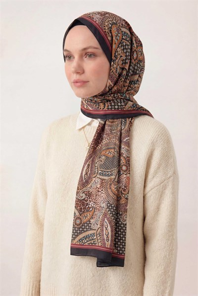 Etnik Desen Koyu Lacivert 75X195 Soft Şal