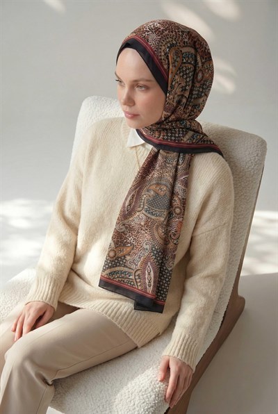 Etnik Desen Koyu Lacivert 75X195 Soft Şal