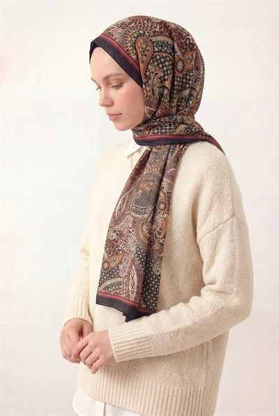 Etnik Desen Koyu Lacivert 75X195 Soft Şal