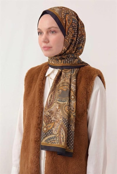 Etnik Desen Koyu Mor 75X195 Soft Şal