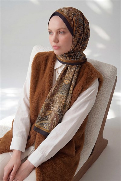 Etnik Desen Koyu Mor 75X195 Soft Şal