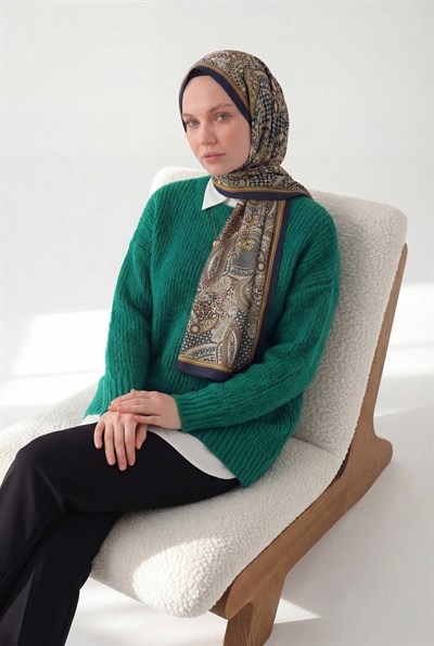 Etnik Desen Gece Mavisi 75X195 Soft Şal