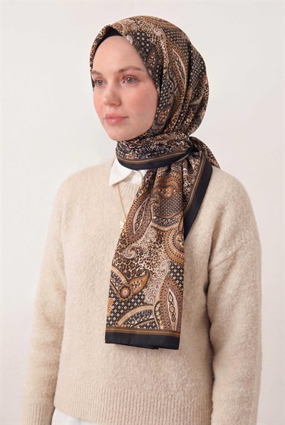 Etnik Desen Antrasit 75X195 Soft Şal