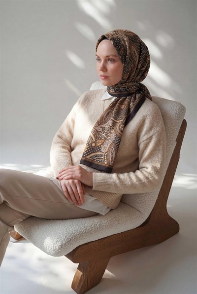 Etnik Desen Antrasit 75X195 Soft Şal