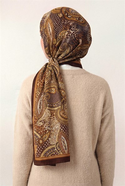 Etnik Desen Kızıl Kahve 75X195 Soft Şal