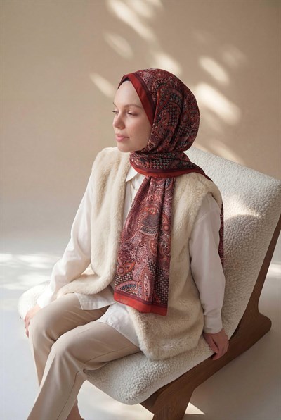 Etnik Desen Mercan 75X195 Soft Şal