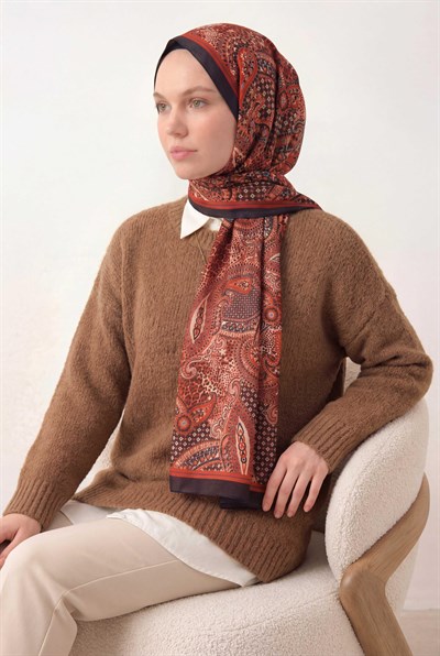Etnik Desen Acı Kahve 75X195 Soft Şal