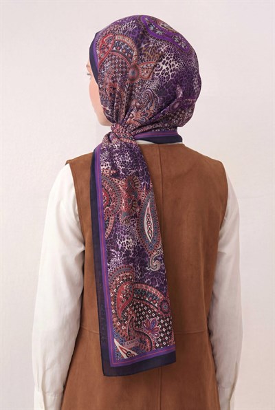 Etnik Desen Koyu Lacivert  75X195 Soft Şal