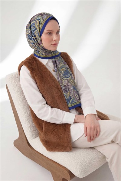 Etnik Desen Saks 75X195 Soft Şal