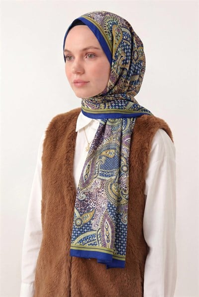 Etnik Desen Saks 75X195 Soft Şal