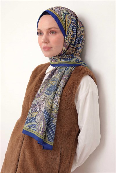 Etnik Desen Saks 75X195 Soft Şal