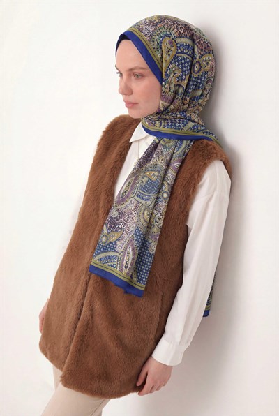 Etnik Desen Saks 75X195 Soft Şal