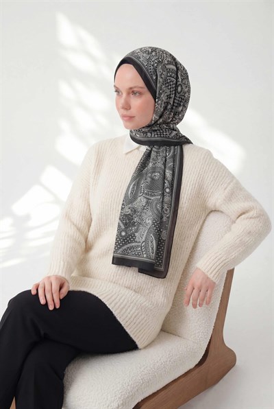 Etnik Desen Siyah 75X195 Soft Şal