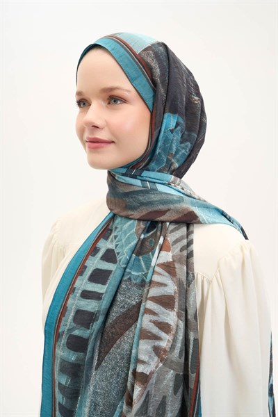 Urban Hours Art Turkuaz Mayda Şal 190x70