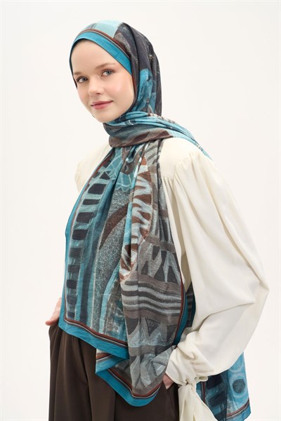 Urban Hours Art Turkuaz Mayda Şal 190x70