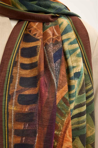 Urban Hours Art Kahverengi Mayda Şal 190x70