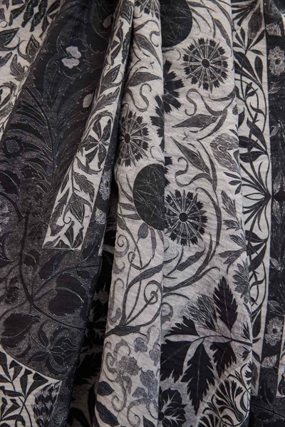 Urban Hours Floral Motif Desen Açık Gri Mayda Şal 190x70