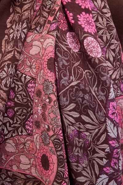 Urban Hours Floral Motif Desen Koyu Mürdüm Mayda Şal 190x70