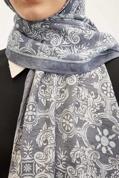 Urban Hours Luvia Gri Mavi Mayda Şal 190x70