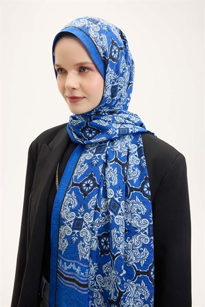 Urban Hours Luvia Saks Mavi Mayda Şal 190x70