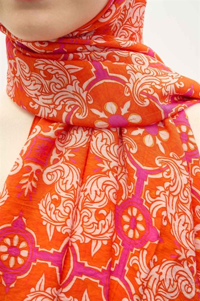 Urban Hours Luvia Koyu Turuncu Mayda Şal 190x70