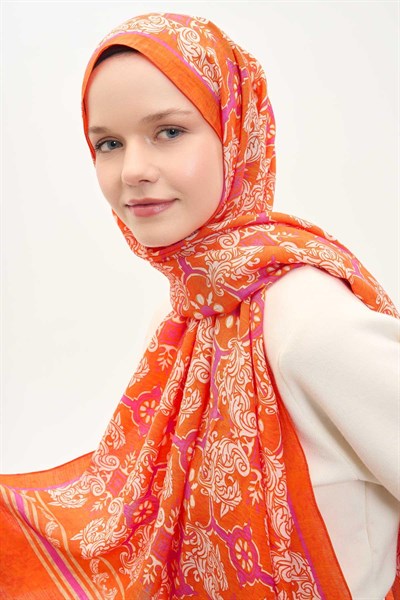 Urban Hours Luvia Koyu Turuncu Mayda Şal 190x70