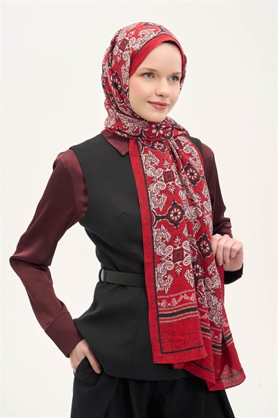 Urban Hours Luvia Koyu Kırmızı Mayda Şal 190x70