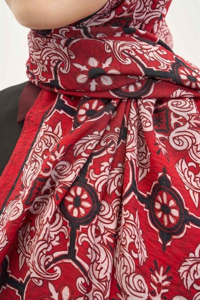 Urban Hours Luvia Koyu Kırmızı Mayda Şal 190x70