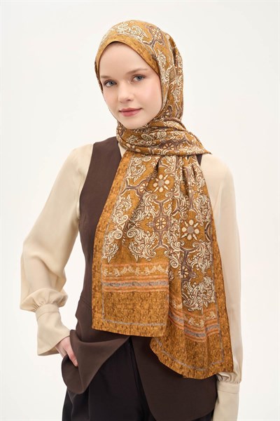 Urban Hours Luvia Hardal Kahve Mayda Şal 190x70