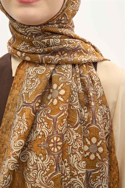 Urban Hours Luvia Hardal Kahve Mayda Şal 190x70