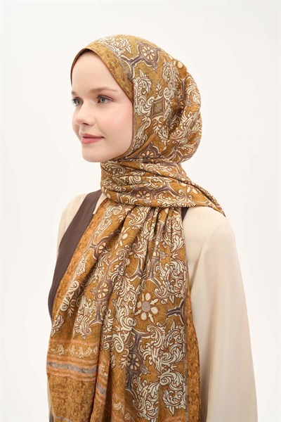 Urban Hours Luvia Hardal Kahve Mayda Şal 190x70