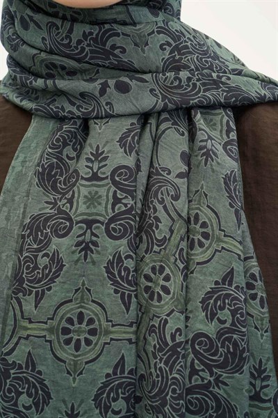 Urban Hours Luvia Yeşil Siyah Mayda Şal 190x70