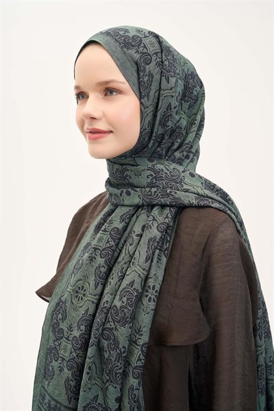 Urban Hours Luvia Yeşil Siyah Mayda Şal 190x70
