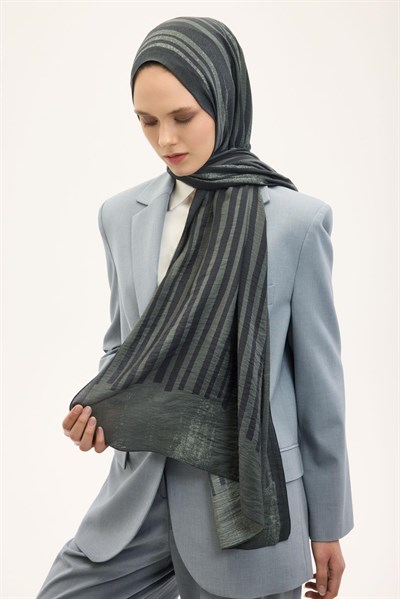 Urban Hours Orya Yeşil Siyah Mayda Şal 190x70