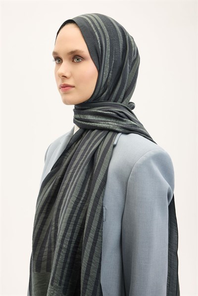 Urban Hours Orya Yeşil Siyah Mayda Şal 190x70