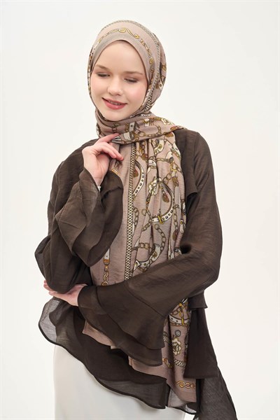 Urban Hours Liora Sütlü Kahve Mayda Şal 190x70