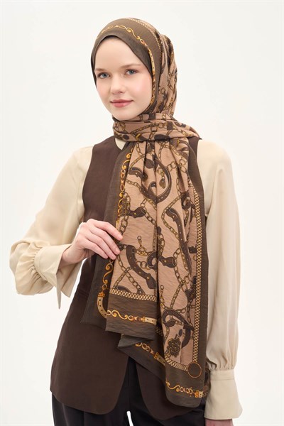 Urban Hours Liora Koyu Kahverengi Mayda Şal 190x70