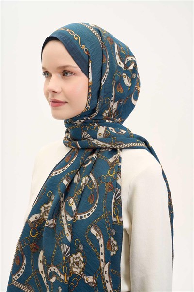 Urban Hours Liora Petrol Mavisi Mayda Şal 190x70