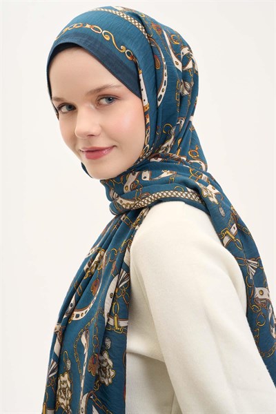 Urban Hours Liora Petrol Mavisi Mayda Şal 190x70