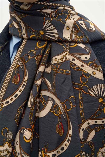 Urban Hours Liora Lacivert Mayda Şal 190x70