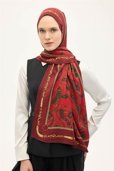 Urban Hours Liora Koyu Kırmızı Mayda Şal 190x70