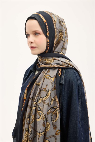 Urban Hours Liora Siyah Gri Mayda Şal 190x70