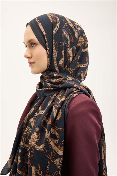 Urban Hours Liora Dumanlı Siyah Mayda Şal 190x70