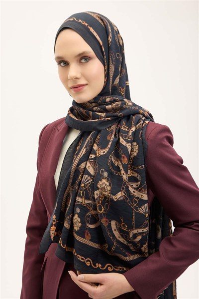 Urban Hours Liora Dumanlı Siyah Mayda Şal 190x70