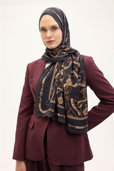 Urban Hours Liora Dumanlı Siyah Mayda Şal 190x70